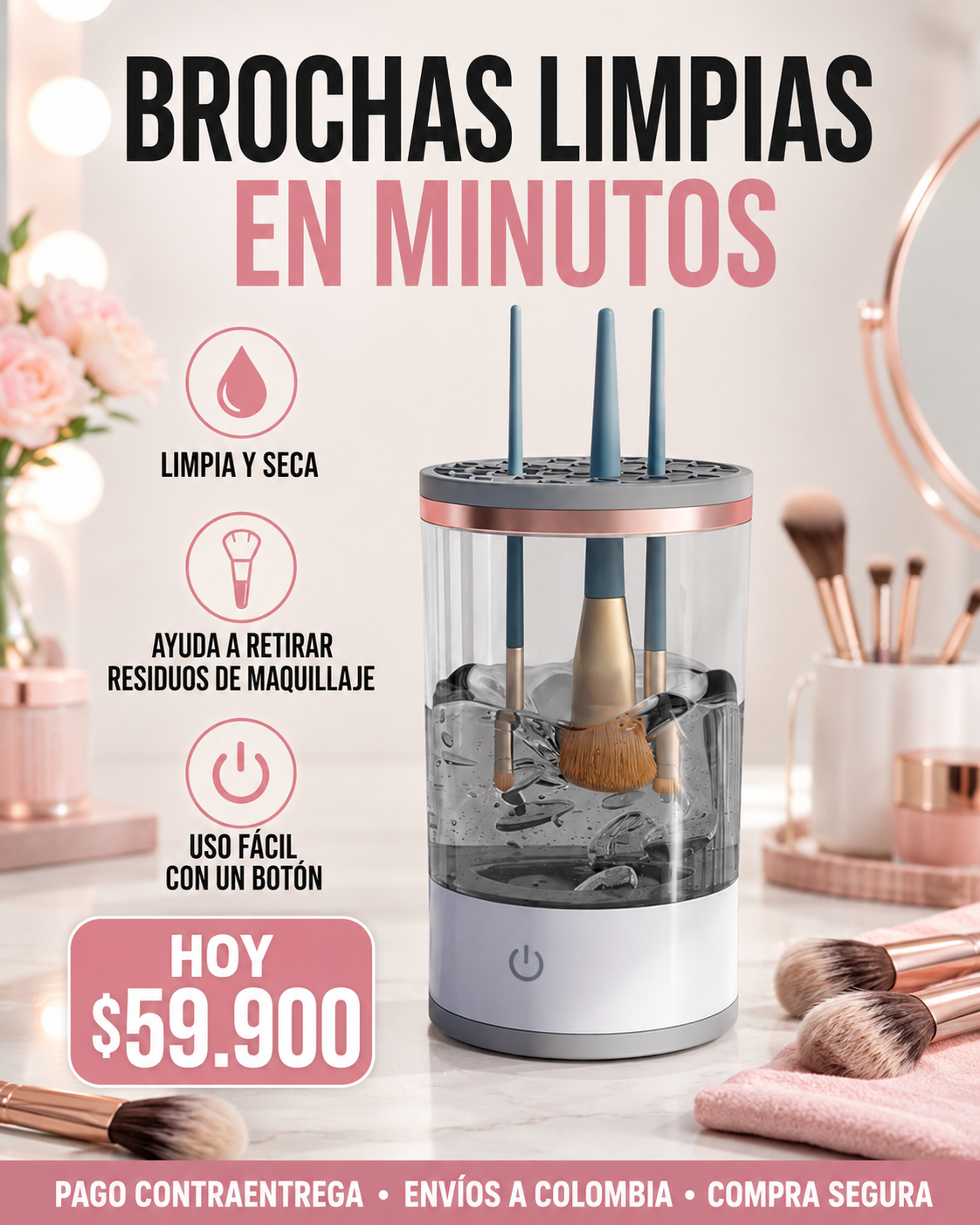 Limpiador Eléctrico de Brochas 2 en 1