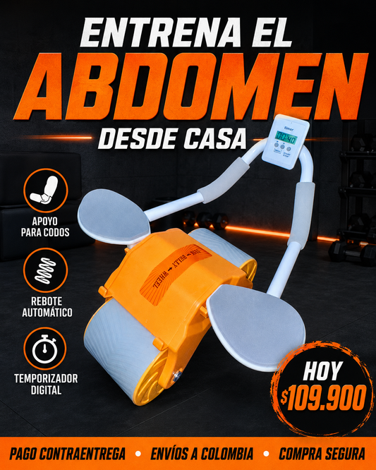 Rueda Abdominal con Apoyo de Codos y Temporizador