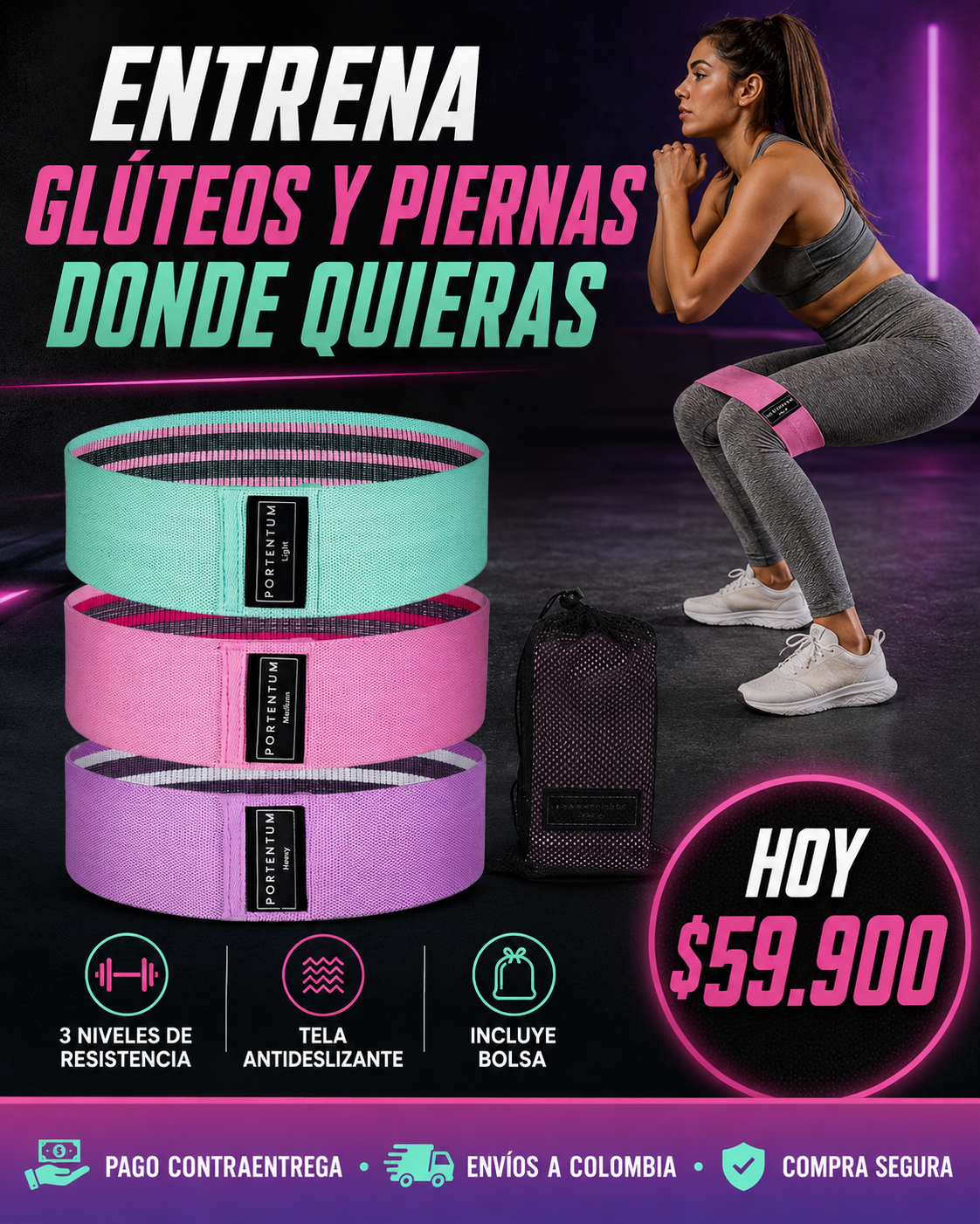 Bandas de Resistencia de Tela – Set x3
